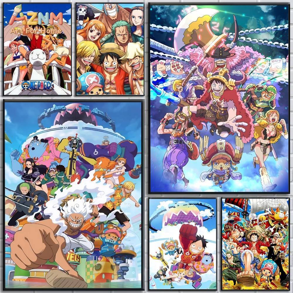 One Piece Straw Hat - لوحة فنية قماشية مطبوعة بتصميم أنمي