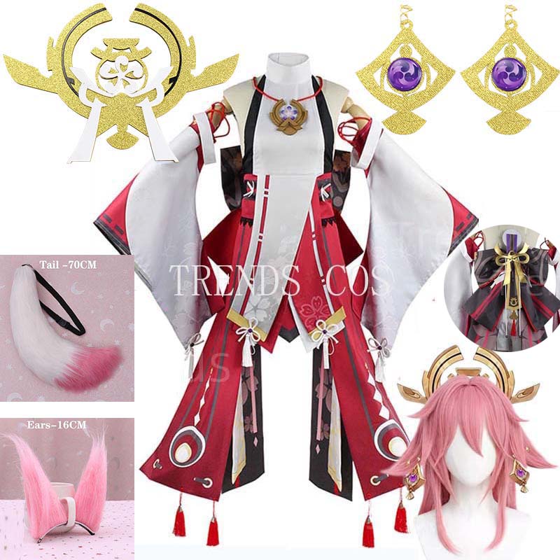 Cosplay Anime Yae Miko - مجموعة كاملة من أزياء Yae Miko
