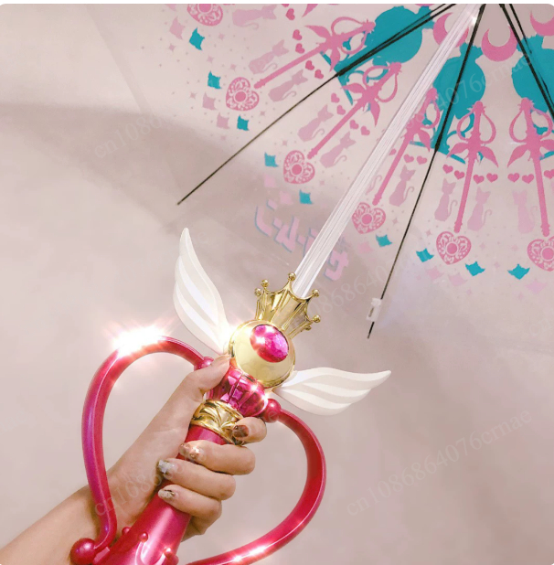 Sailor Moon Wand - مظلة الأميرة اللطيفة بتصميم أنمي مضيء