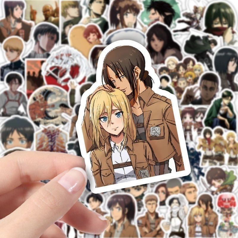 60 قطعة ملصقات أنيمي هجوم العم - مراجعة Anime Cosplay Roleplay وسعره