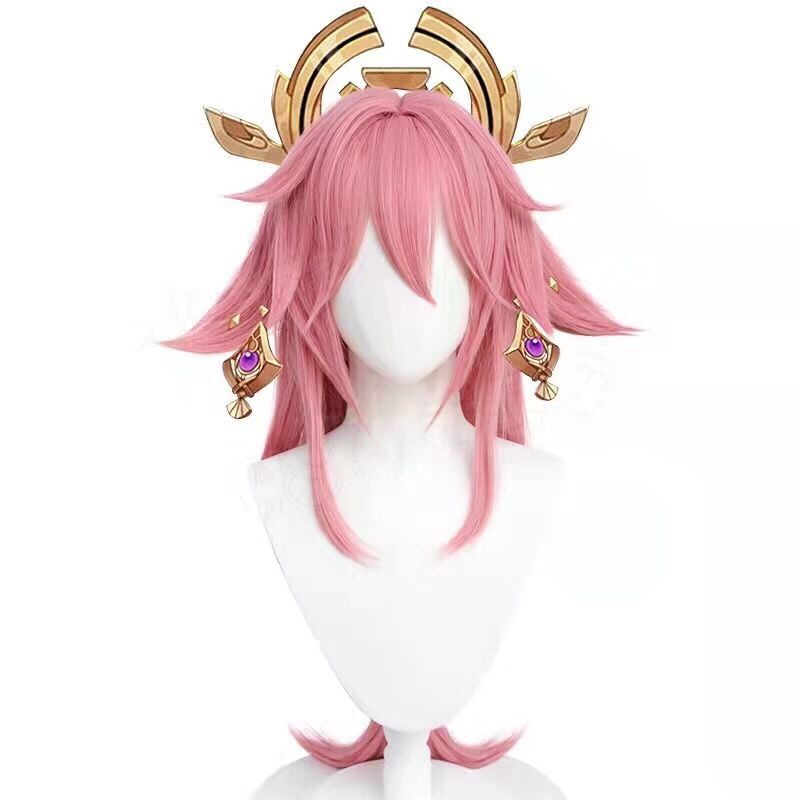 شعر مستعار صناعي مقاوم للحرارة - مراجعة Cosplay Anime Yae Miko وسعره