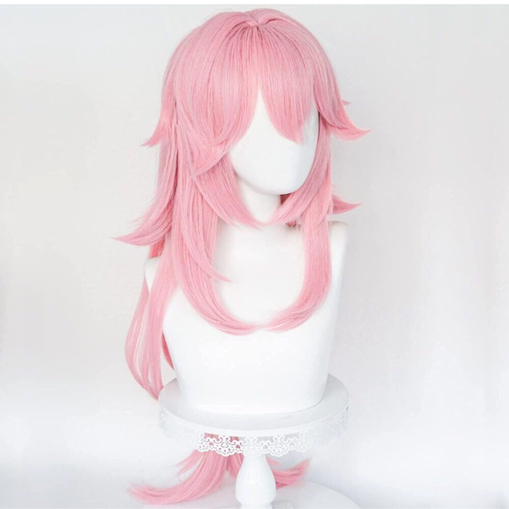 شعر مستعار صناعي مقاوم للحرارة - مراجعة Cosplay Anime Yae Miko وسعره