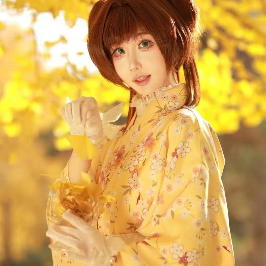 كيمونو أصفر لطيف للفتيات على ا - مراجعة Asian Cosplay Anime وسعره